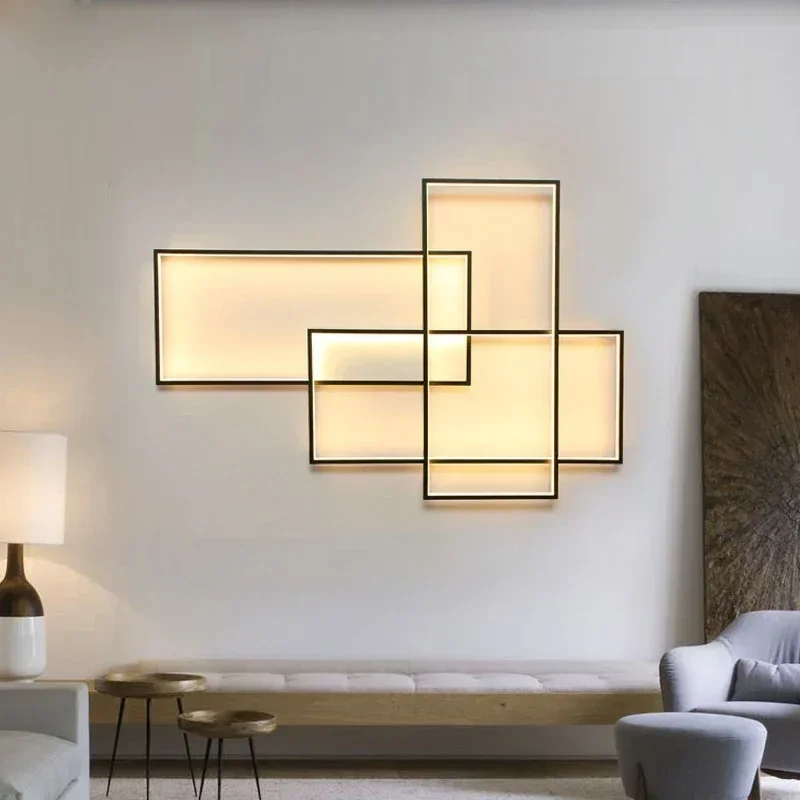 Modern Geometry Led Wall Lamp Living Room Background Lamparas Home Decor Bedroom Bedside Lights Corridor Stair Sconce Luminaire