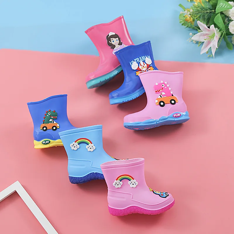 

Детские непромокаемые сапоги для мальчиков и девочек, нескользящие уличные сапоги из ЭВА с рисунком динозавра, водонепроницаемая обувь для детей, сапоги для девочек