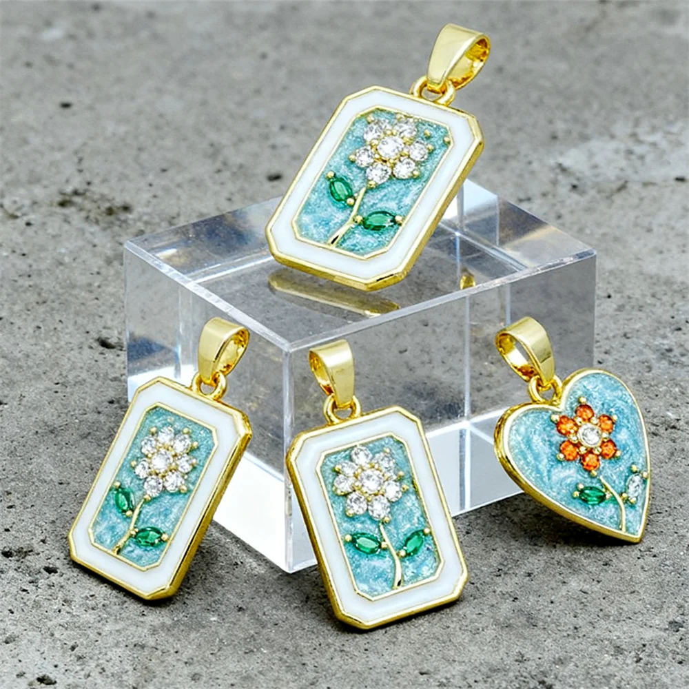 

2 шт. подвески латунные эмалированные цветочные сердца овальные квадратные подвески для DIY ювелирных изделий ожерелье изготовление браслетов женские винтажные аксессуары