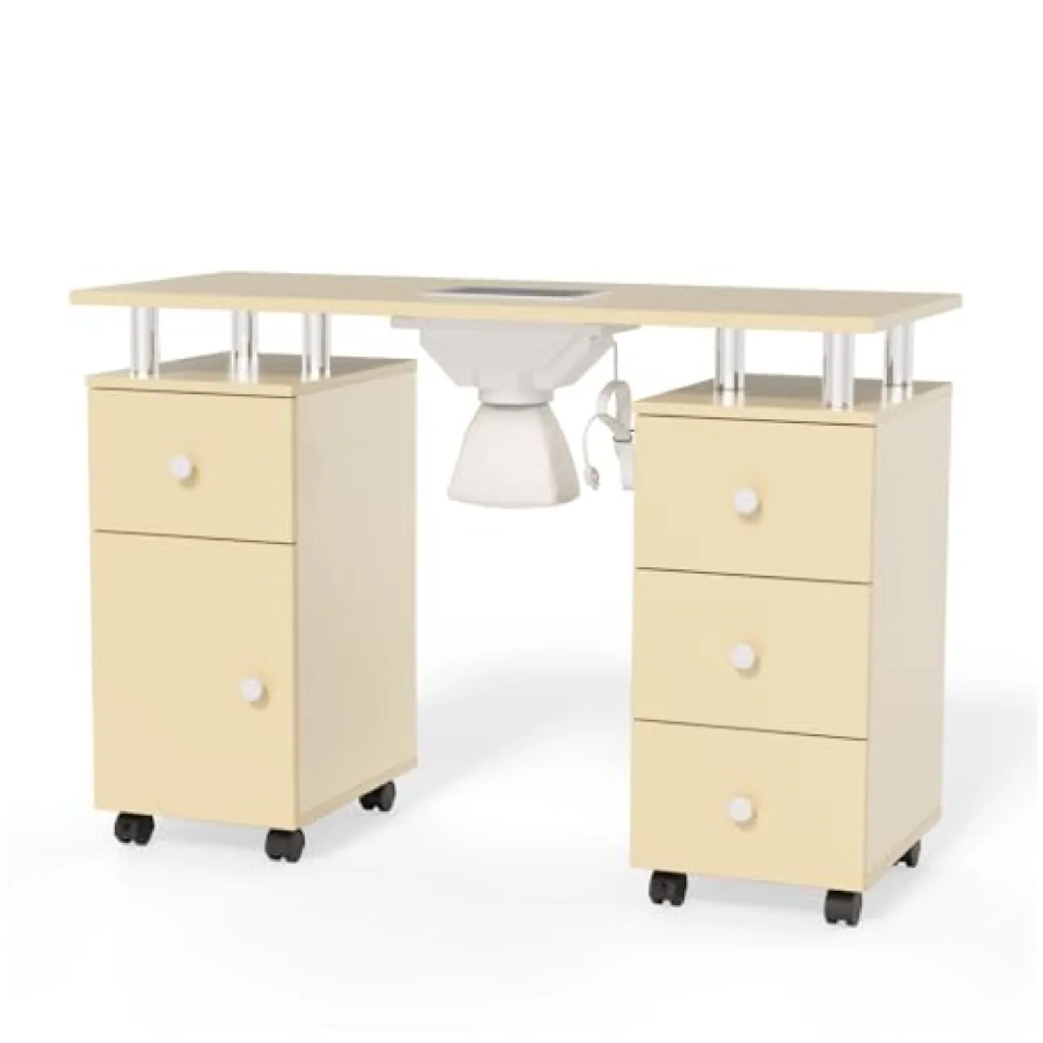 Manicure Table Nail Desk for Nail Tech, Nail Table Station w/Electric Dust Collector, Makeup Beauty Salon Storage