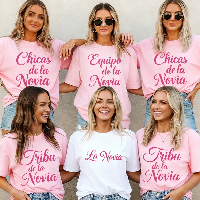 Spanish Girls Bachelorette Party T-shirts Team Bride Tribe Tops,  Short Sleeve Tees for Bridal Shower Wedding Single Farewell