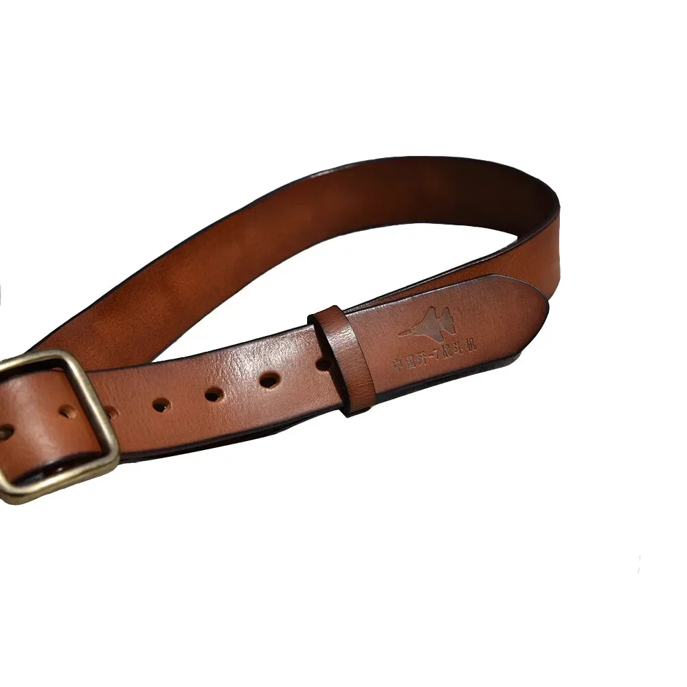 WW2 Soldaatriem Tactische uitrusting WW2 riem Toplaag koeienhuid Retro riem Koperen stevige naaldgesp Pilotenriem voor heren