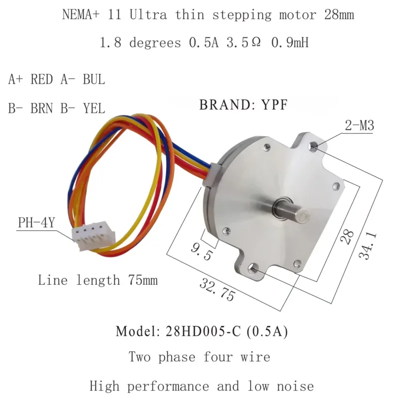 YPF China Factory Price Nema 11 Ultrathin Micro Pancake Stepper Motor DC Round Motor With Gear for SMT Printing Machinery
