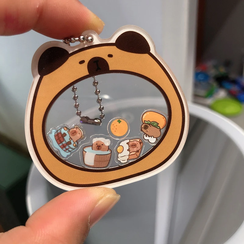 Capivara Shake It Chaveiro Dos Desenhos Animados, Bonecas Capivara, Corrente Chave Acrílica, Bonito cobaia, Animal Keyring, Saco Pingente, Acessórios, Presentes