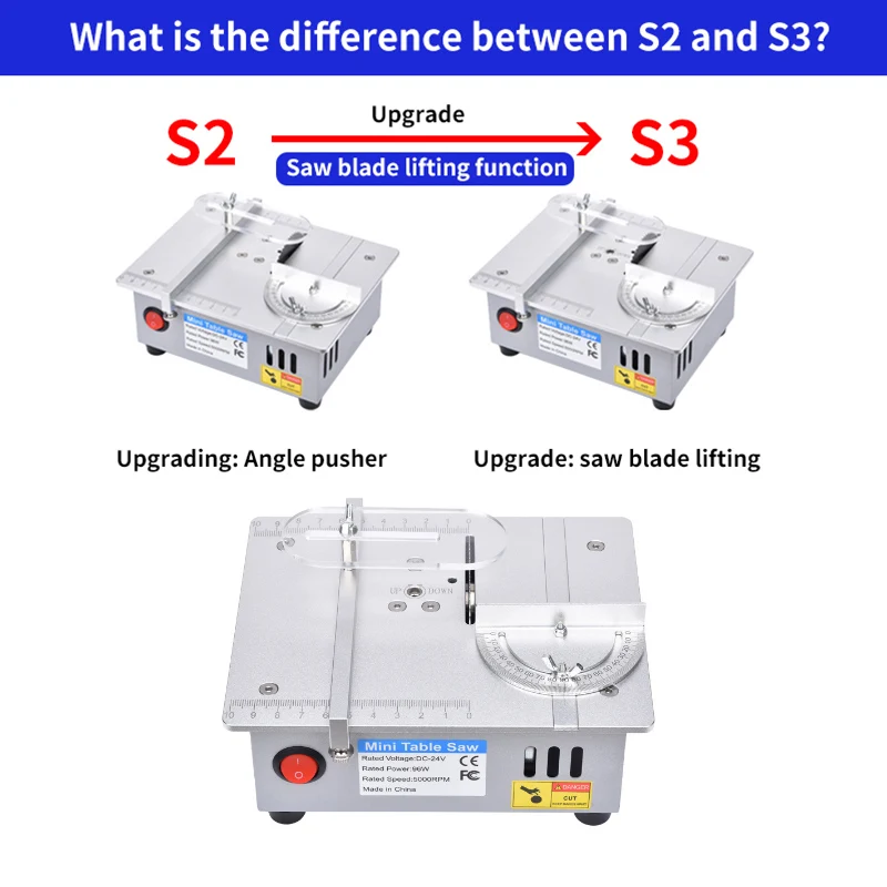 Mini Multifunctional Table Saw spindle motor DC12V-24V Liftable Saw Blade Bench Saw DIY Circular Saw Bench Lathe Cutter Machine