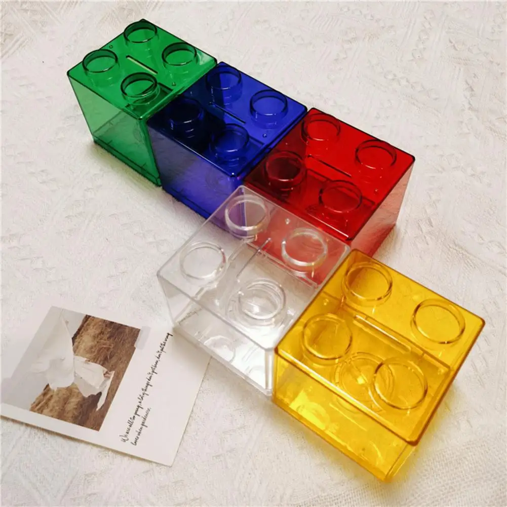 Piggy Bank Coin Bank Transparent Visible Kids Building Block Design Money Saving Box Jar Coins Storage Box For USD EURO Money