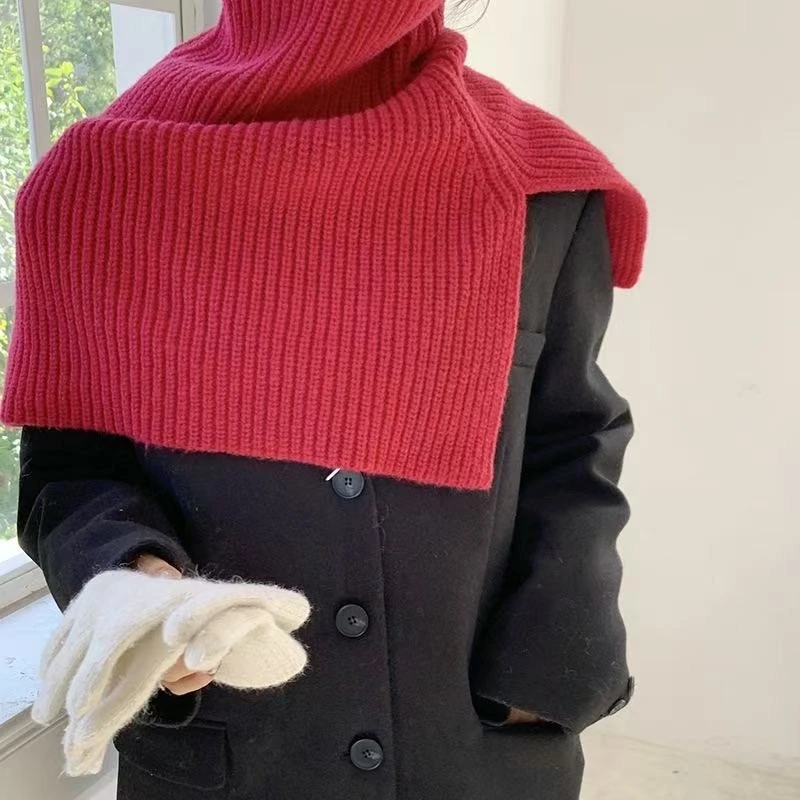 Autumn Winter Knitted Turtleneck Cape, Versatile Pullover Neck Wrap Warm Knit Fake Collar Shrug Outerwear