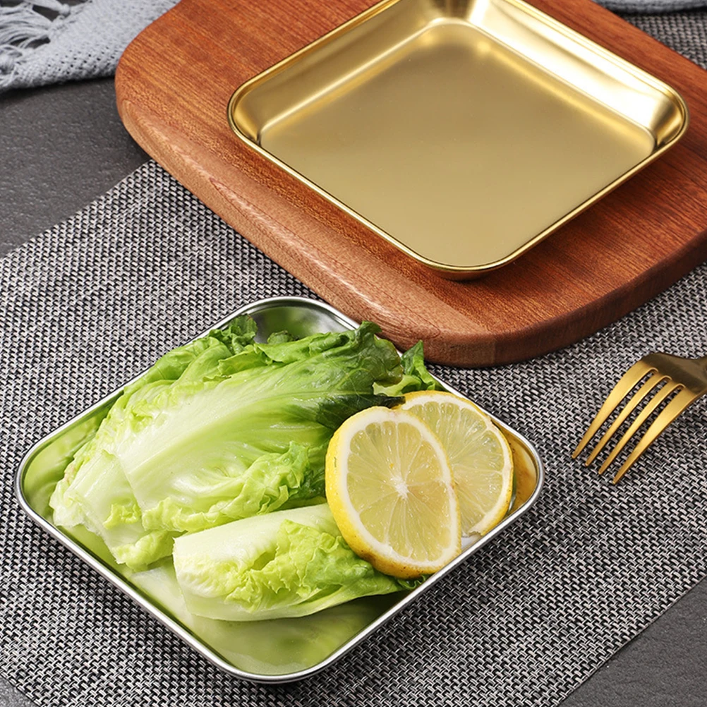 

1Pcs Stainless Steel Food Plate Dinner Tray Fruit Storage Serving Bbq Kitchen Supply Stainless Steel Plate