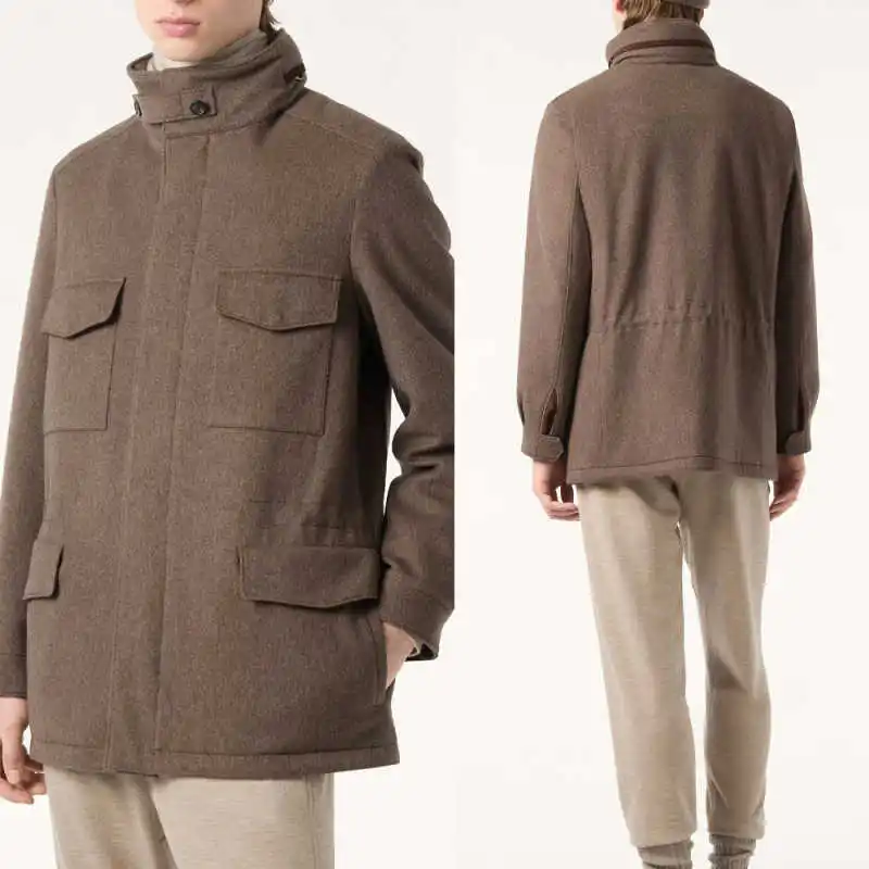 빈티지 남성 울 혼방 코트 원피스 싱글 브레스티드 캐주얼 재킷 가을 및 겨울 아우터웨어 따뜻함 맞춤 제작