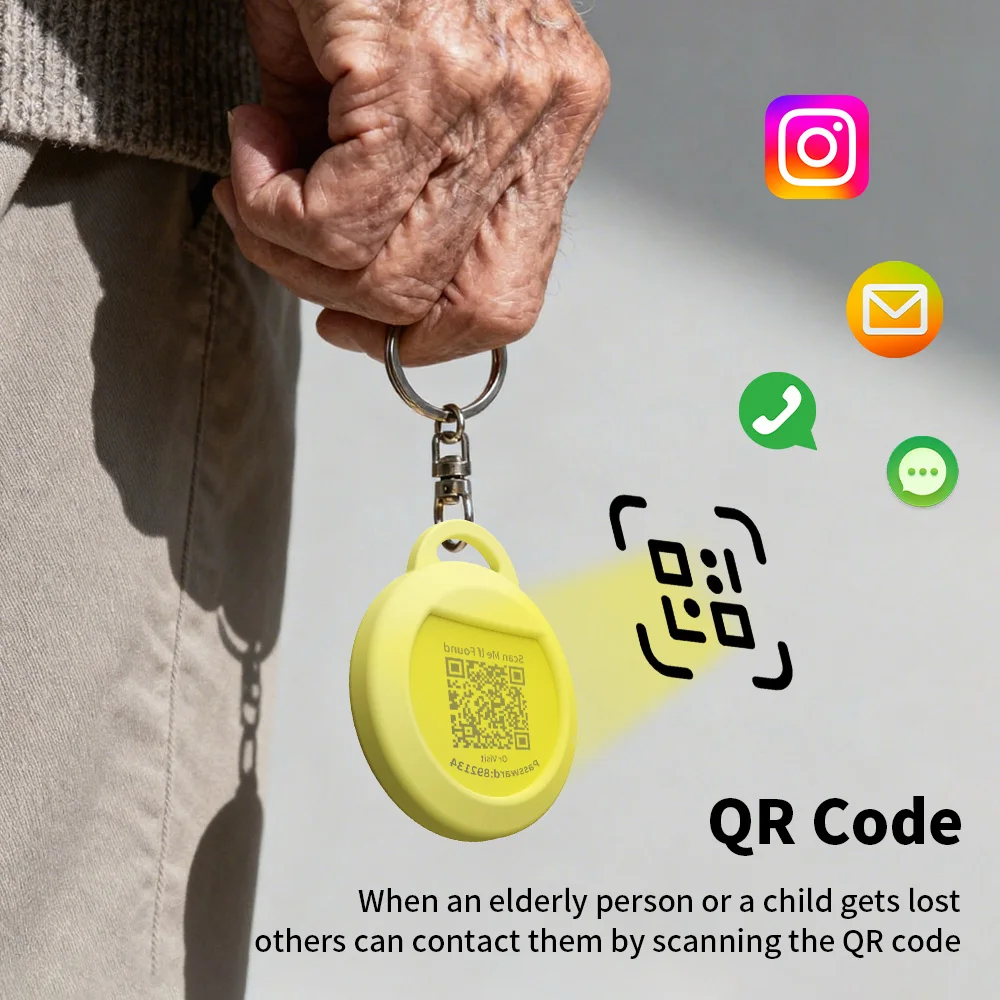 New QR Code Elder Anti Loss Tracker Work with Google Find Hub App Locating Finder with Silicone Case Daily Waterproof Anti-dirty