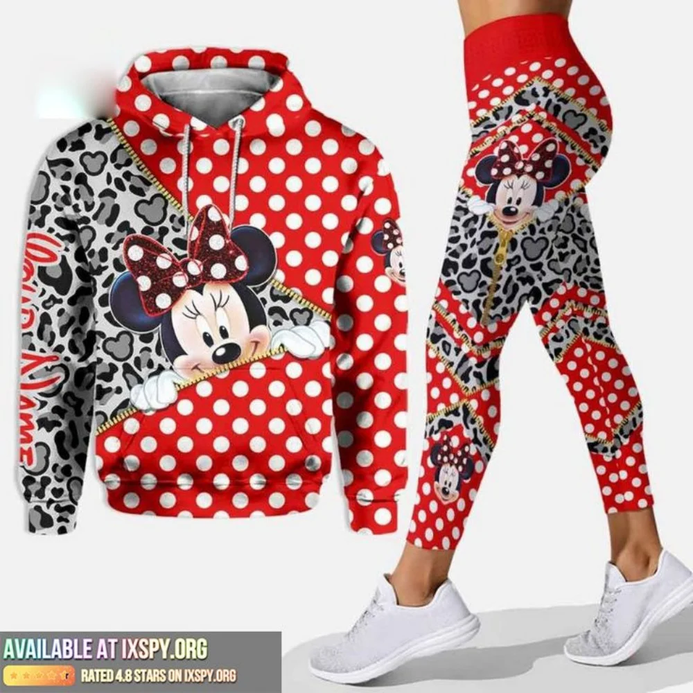 

Costume de yoga Disney Minnie, sweat à capuche, pantalon de yoga, impression 3D, 2025