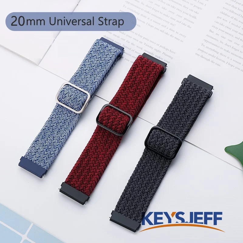 Braided Elastic Band Compantible with Galaxy Watch 4 & Galaxy Watch 4 Classic & Galaxy Watch 3 41mm 20mm Stretchy Strap