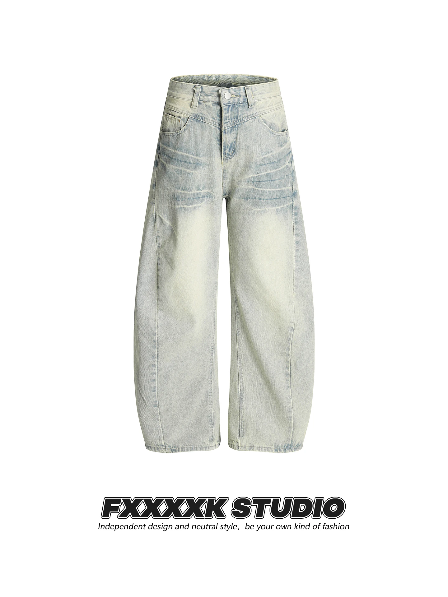 

Мужские джинсы FXK Original Vintage American Style с прямыми широкими штанинами, повседневные, свободного кроя, всесезонные, с эффектом потертости