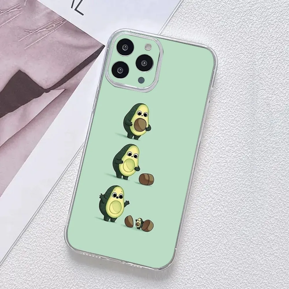 Coque de téléphone dessin animé fruits avocat, coque en poly transparent pour iPhone 11,12,Mini,13,14,15,Pro,XS,Max,X 8,7,6s,Plus,5,SE