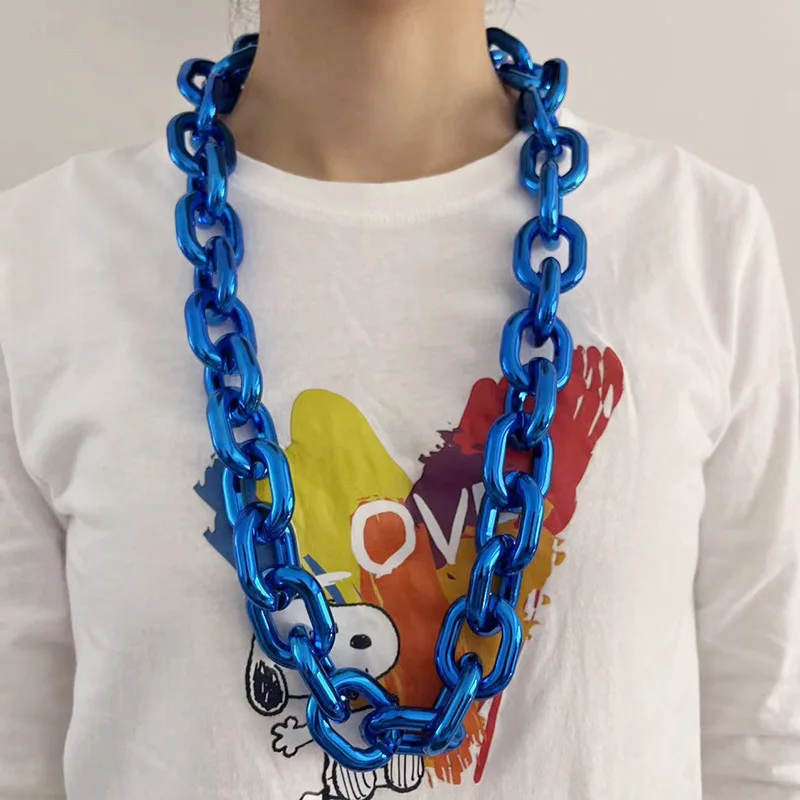 الهيب هوب الاكريليك سلسلة الأشعة فوق البنفسجية مبالغ فيها المجوهرات تقليد قلادة شريط أداء المشاهير الإنترنت #2