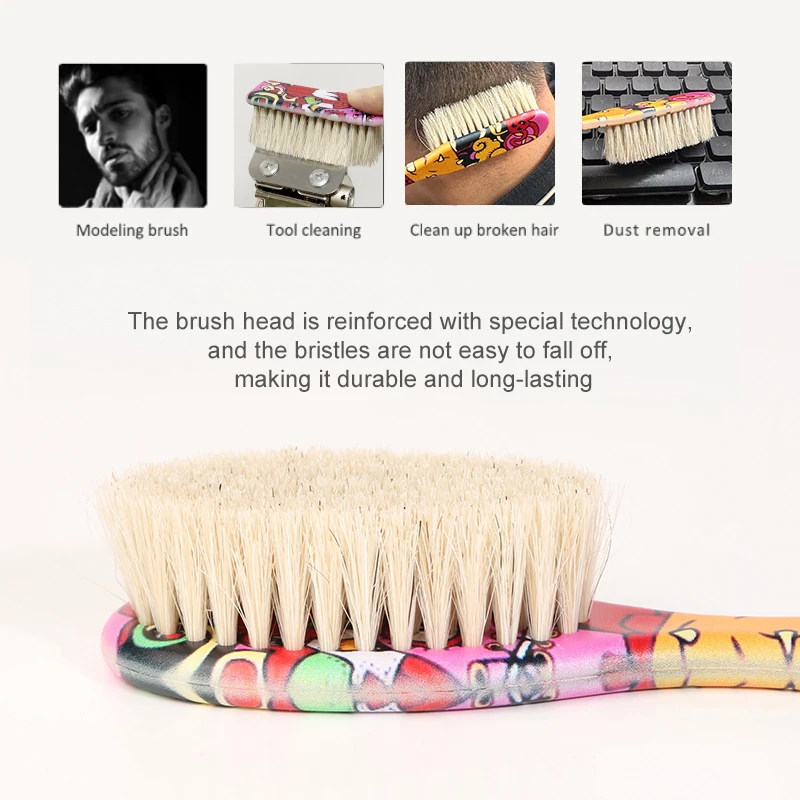2-in-1 Professional Beard Brush Mustache Salon Cleaning Hair Trimming Tools Oil Head Shape Carving Shaving Double-Sided Comb