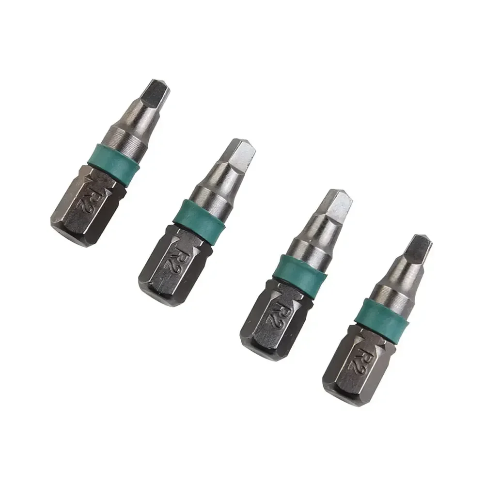 4pcs SQ1 SQ2 Screwdriver Bits Magnetic Square Head 25mm Length Wear Resistance for Drills & Hand Screwdrivers