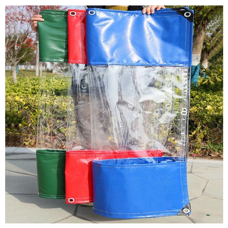 Custom PVC Transparent Tarpaulin Carwash Room Waterproof Curtain Partition Curtain Outdoor Pergola Clear Tarp Windproof Screen