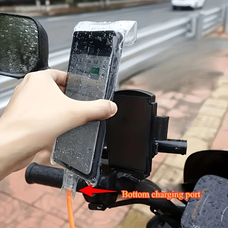 Bicycle Rider Phone Rain Cover - Touchscreen-Compatible Phone Pouch, Essential for Rainy Day Cycling, High-Value Phone Bag, Rechargeable Rain Sleeve. Suitable for Cycling, Rainy Days, Outdoor Activities, Bicycle Bags. Stylish Design, Secure Fit. view 5