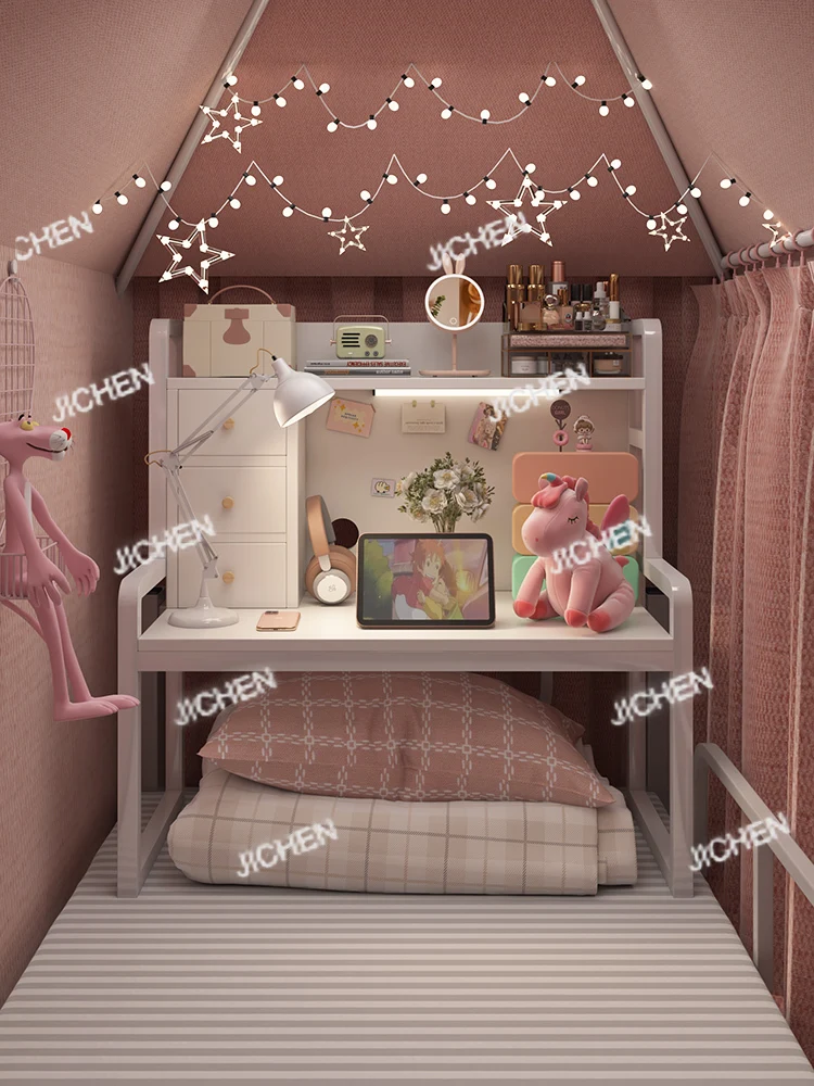 

Bed wrought iron computer desk desk bookshelf bunk college student dormitory bedside notebook table