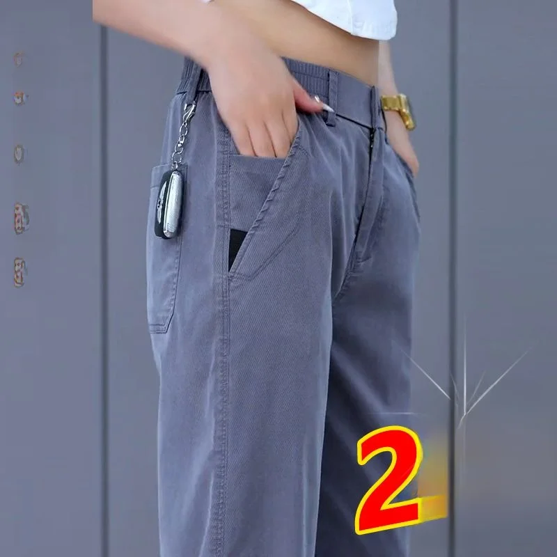 

Larse 2024 New Men's Casual Pants Draped Loose Straight Leg Wide Leg Summer Thin Lyocell Denim Long Trousers Faionable Yout...