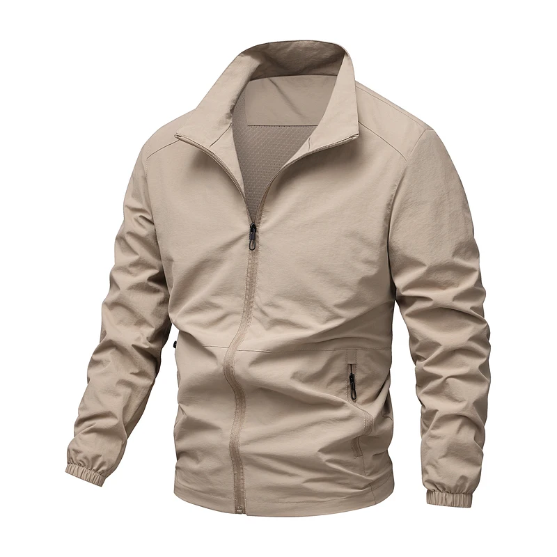 Men's Classic Business Jacket Windbreaker Zipper Jacket Turn-Down Collar Autumn Man Outdoor Sports Coat Spring Clothing Top