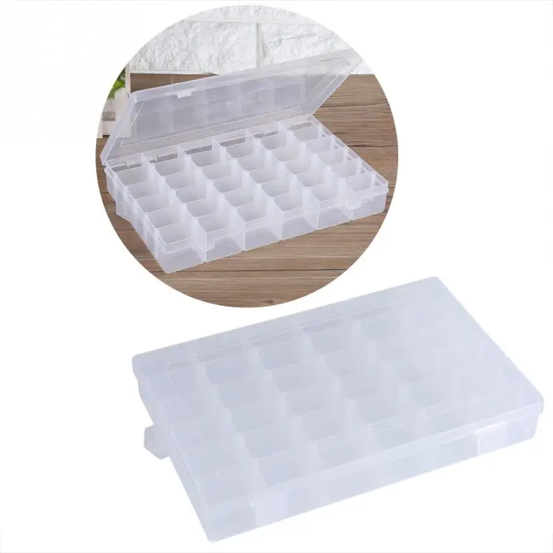 36 Grids Clear Plastic Box Organizer for Nail Art Manicure Tools Jewelry Beads Rings Display Storage Case Holder