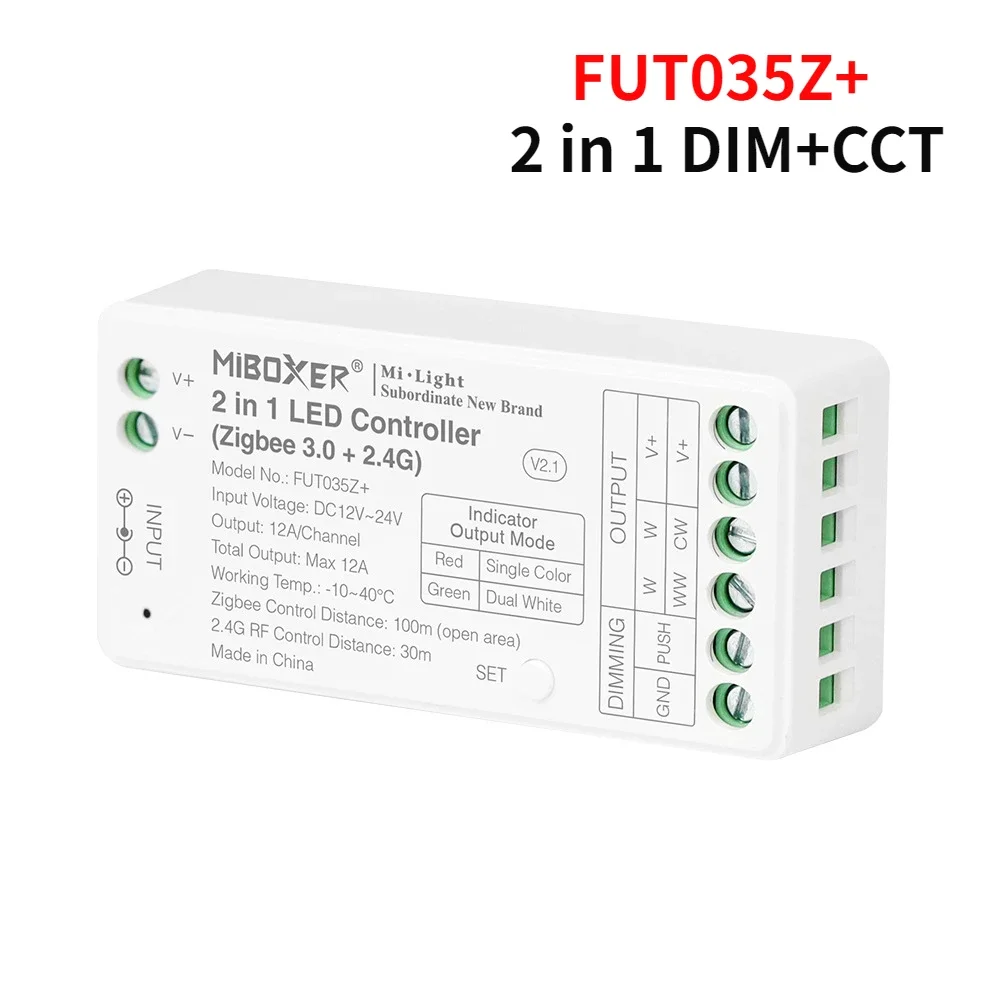 Miboxer DC12-24V Fut035z 2in 1/Fut037z + 3in1 Zigbee3.0 Dubbele Witte Enkele Kleur Rgb Rgbw Rgb + Cct Led Strip Light Tuya Contoller