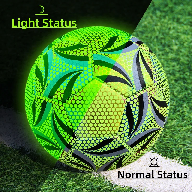 1pc Size 5 Reflective Football Wear Resistant Machine-Stitched Glow-in-the-Dark Design for Football Training All-Weather Play