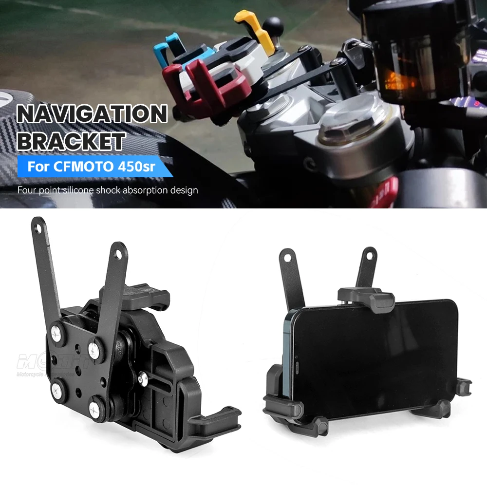 Motocicleta GPS Phone Holder, Navigation Stand, Shock Absorber, Acessórios para CFMOTO, 450 SR, 450sr, Novo