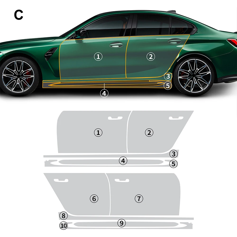 8.5Mil TPU Bumper Door Paint Protection Film For BMW M3 G80 2021-2023 Pre-cut PPF Kit Clear Bra Car Body Anti-Scratch Resistant
