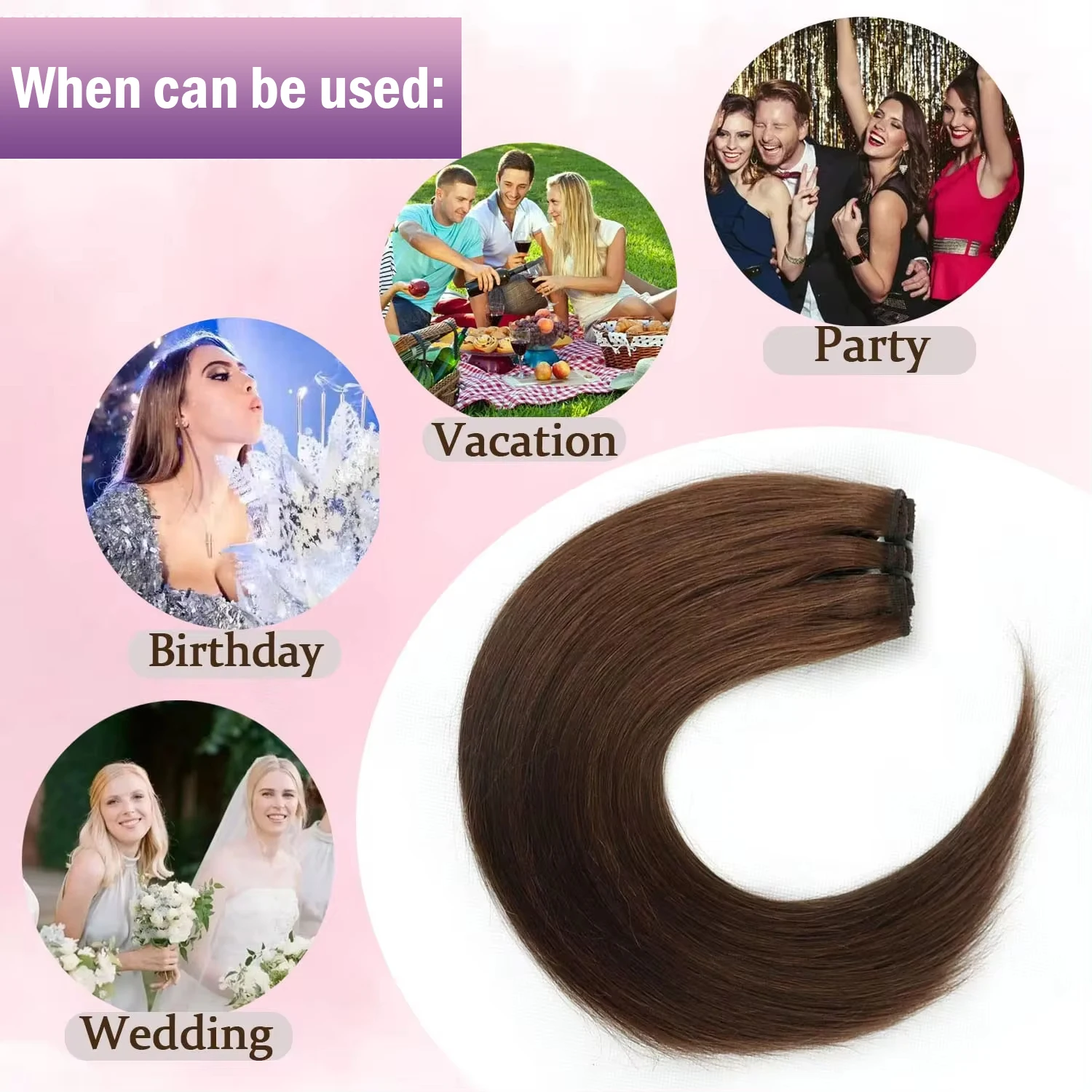 Clip In Extensions Chocoladebruin #4 Remy Human Hair Extensions Recht 8 Stuks Clips 100G 240G Per Verpakking Vol Hoofd Voor Vrouwen