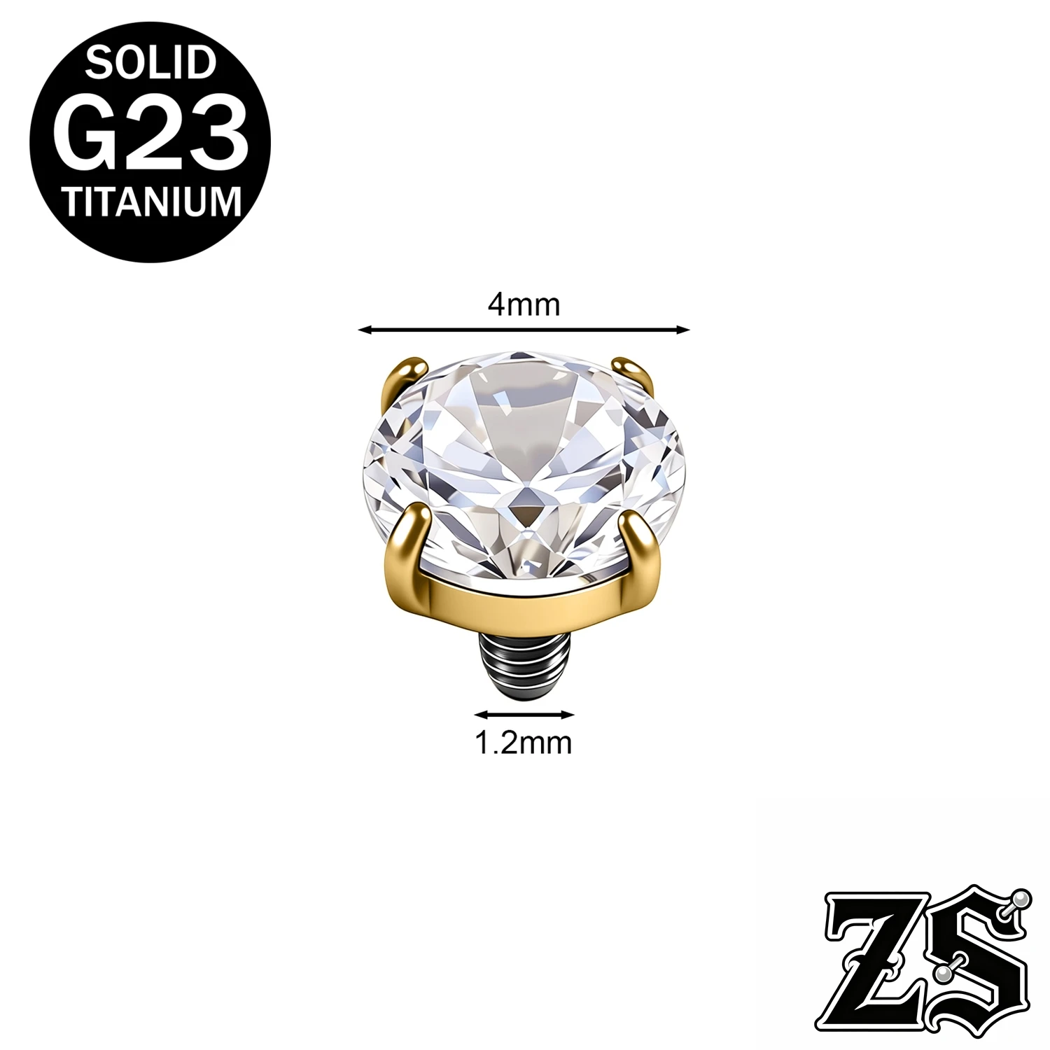 Titanium Dermal Anchor Tops, Zircon Micro Piercing