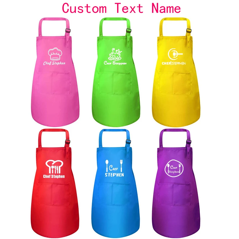 

Personalized Chef Apron Hat Set for Boys Girls Custom Name Soft Cotton Comfortable Little Cook Teen Toddle Gifts Aprons