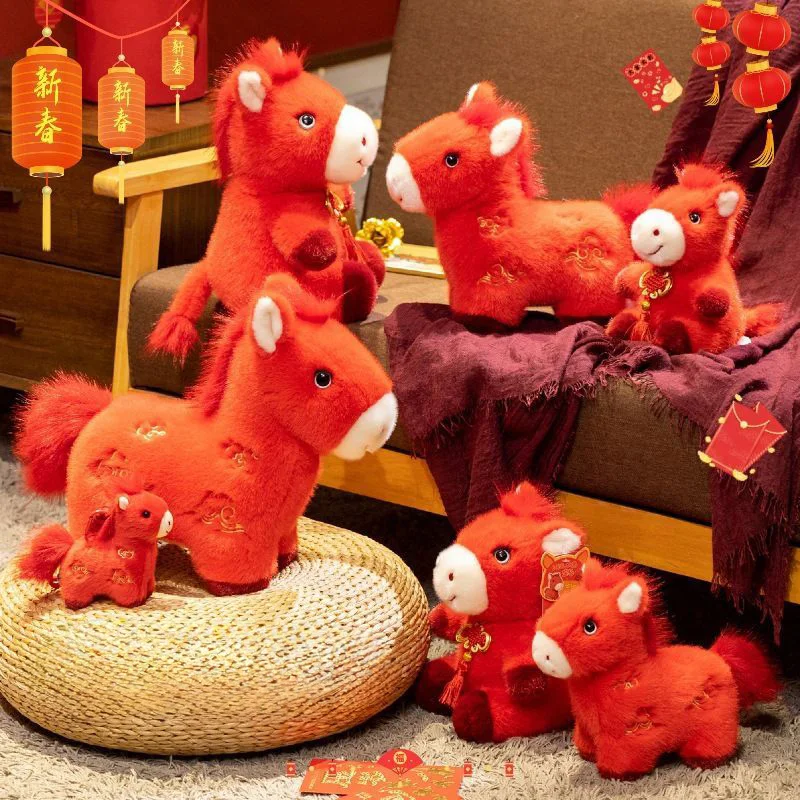 

2026 Year of The Horse Plush Doll Cute Soft Stuffed Animal Warm Companion Toy Festive Home Decor Gift for Adults Kids Kawaii