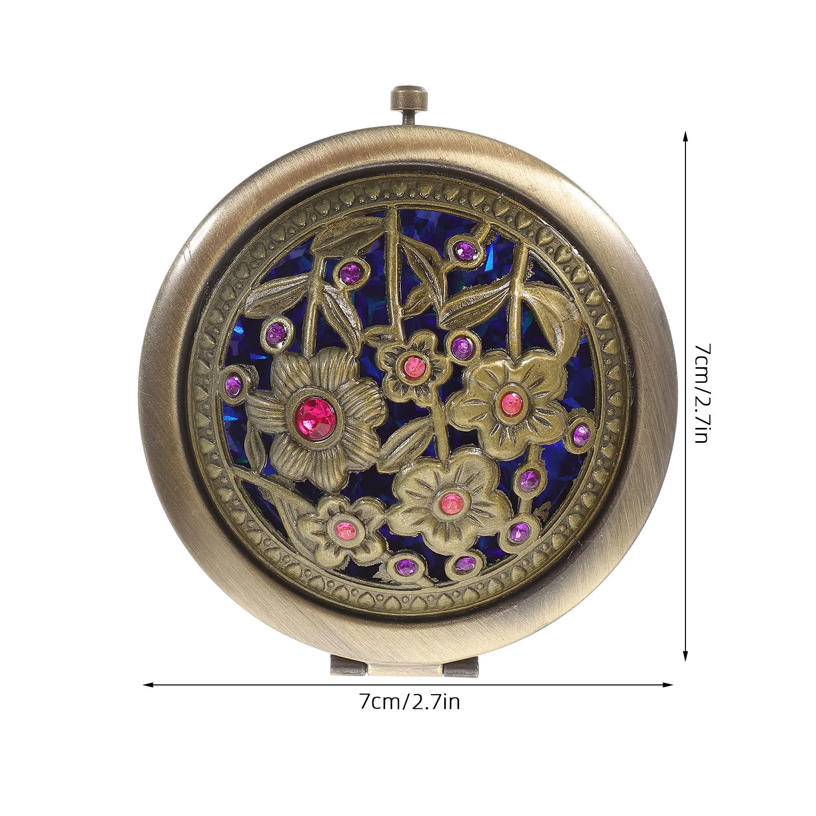 Miroir de maquillage pliant Portable de 7Cm, 1 pièce, avec motif Floral, miroir Double face pour sac à main de poche de voyage