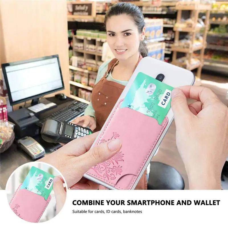 Portable Women Men Phone Card Holder Wallet Bus Card Business Credit Holder Case Self-Adhesive Fashion Phone Pocket