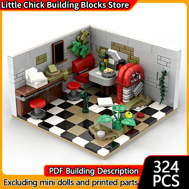 

City Street View Model MOC Building Bricks Pizza Restaurant Modular Technology Children Holiday Gifts Assemble Toys Suit