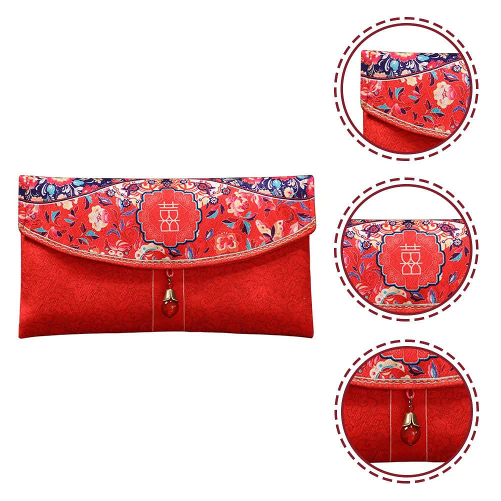 Red Envelope for Cash Elegant Fabric Chinese Wedding Gift Bridal Shower Money Pouch Retro Style Envelopes