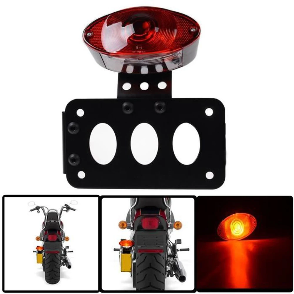 Wow Black Side Axle Mount Motorcycle License Plate Tail Light For Victory Yamaha Suzuki Harley Davidson Kawasaki Old School ...