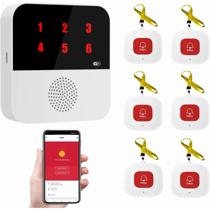 高齢者向けのwifiナース呼び出しボタン病院のアラートシステムベルレストラン用のスマートアプリデジタルディスプレイ付きポケットベル