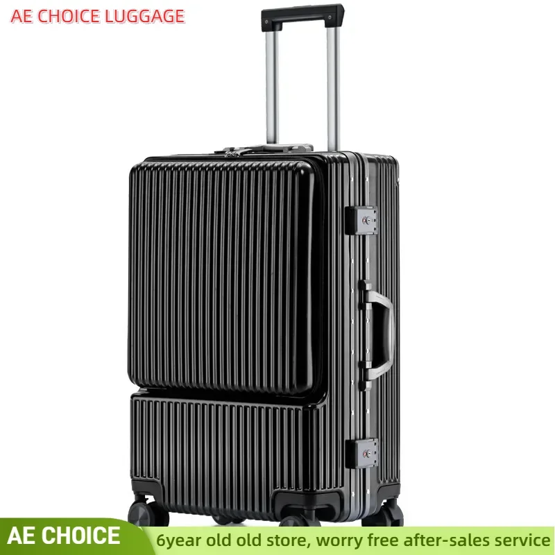 Aluminum Frame Travel Luggage Front Bags Fashion Trolley Suitcase Computer Business Large-capacity Suitcase Password Box