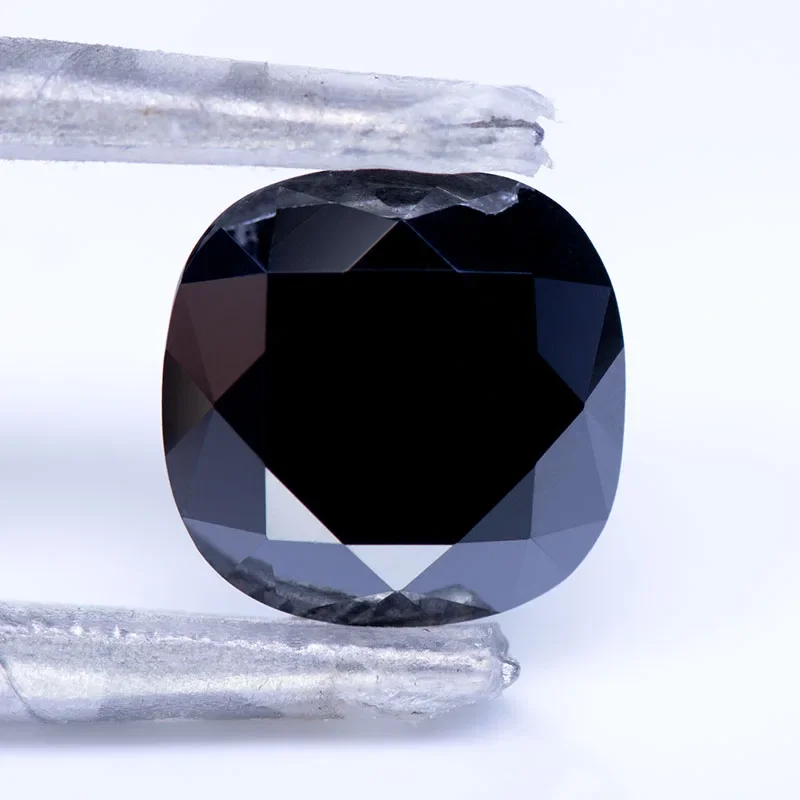 Moissanite Gemstone Cushion Cut  Black Primary Color Lab Grow Diamond for Charms Jewelry Making Materials with GRA Certificate