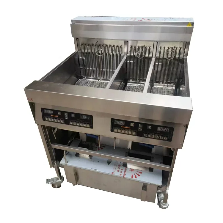 Commercial Freestanding Gas Fryer with 3 Tanks, Professional Kitchen Frying Equipment for Restaurant & Hotel Kitchen