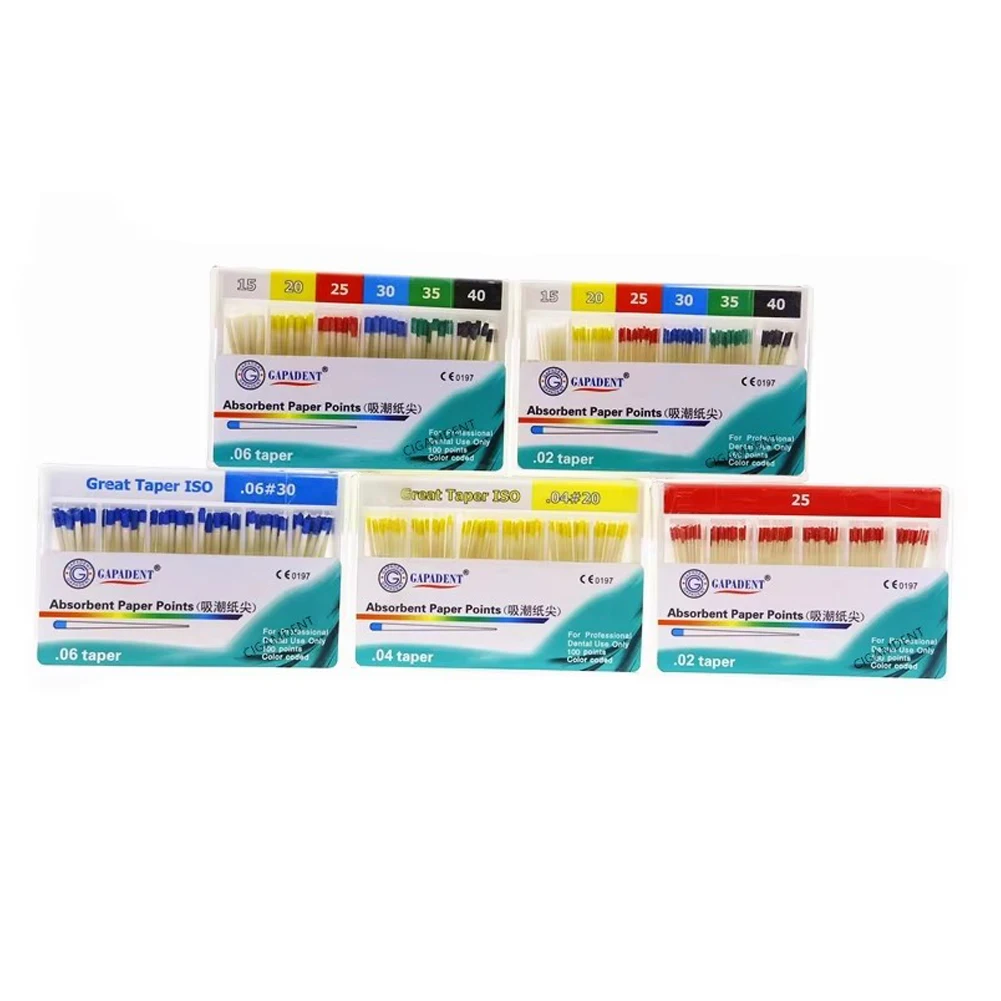

10 Boxes Dental Absorbent Paper Points PP 02/04/06 Taper Cotton Paper Fiber Tips Dentist Root Canal Endo Absorbing Cone Poles