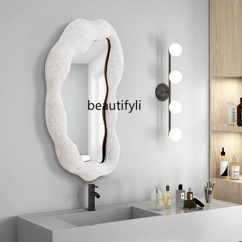

French bathroom mirror bedroom vanity LED light wall hanging wall living room shop ins wind decorative mirror