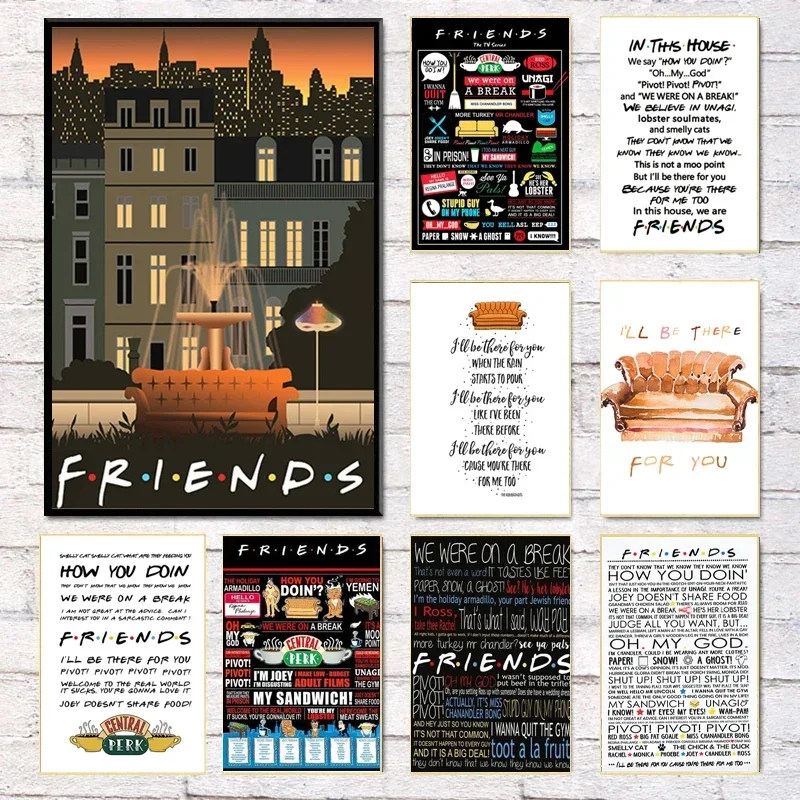 1pc Frameless Classic Friends TV Show Fun Friends Aesthetic Poster and Print Wall Art Pictures for Living Room Bedroom Home Deco view 2