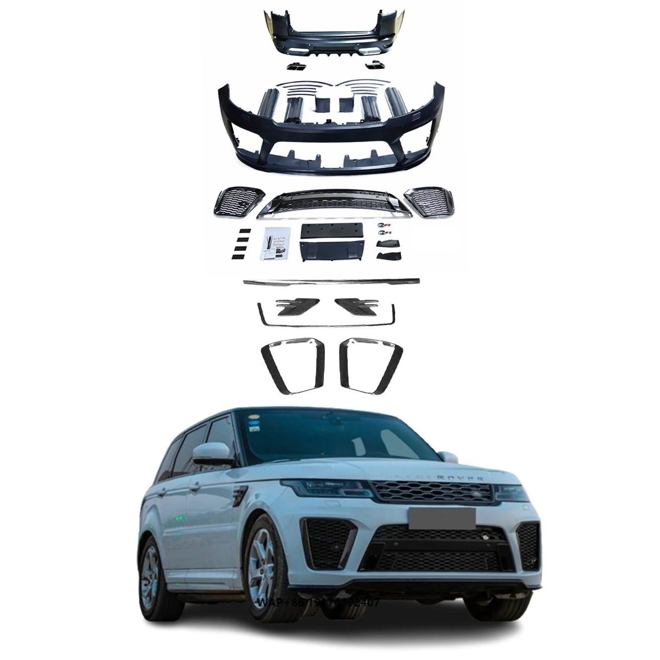 

High Quality Body Kit for 2018-2022 Rover Range Rover Sport Upgrade SVR Style Front Lip Side Skirts Rear Bumper Perfect Fit