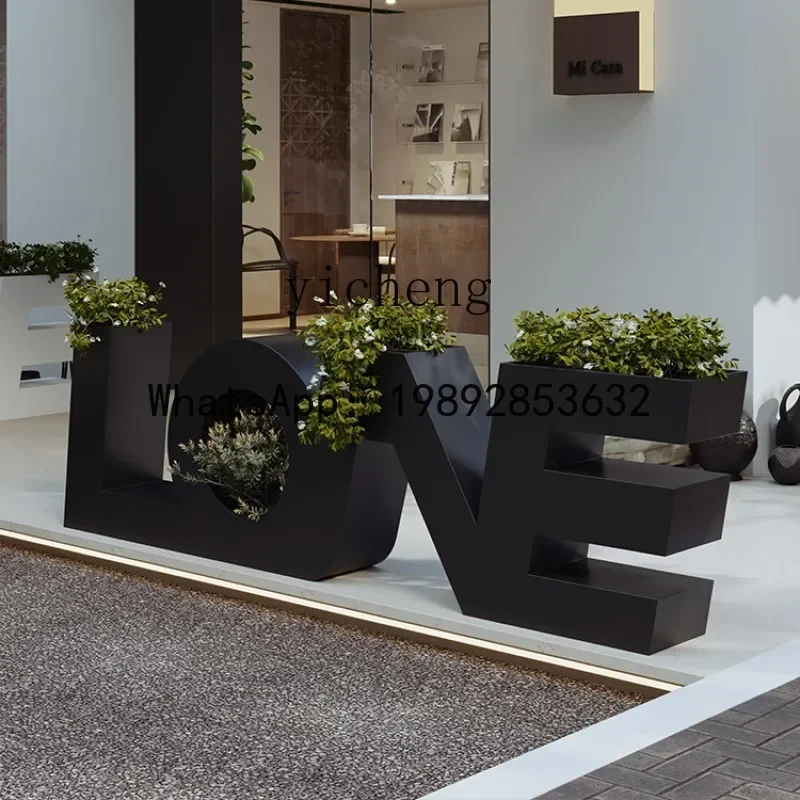 Letter Flower Box Outdoor Milk Tea Shop Partition Coffee Shop Iron Art Flower Bed Flower Box Combination