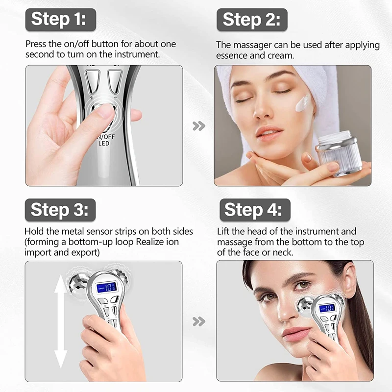 FaceCare Lifting Machine V-Face Roller Skin Rejuvenation Anti-Wrinkle Beauty Device EMS Microcurrent Facial Massager Roller